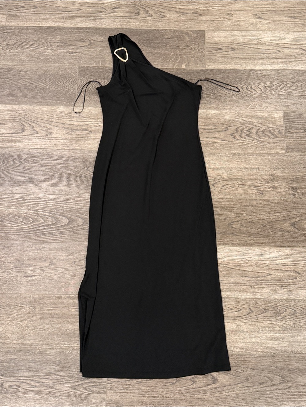 Rachel Zoe • Black One-Shoulder Maxi Dress with Gold Accent • NWOT